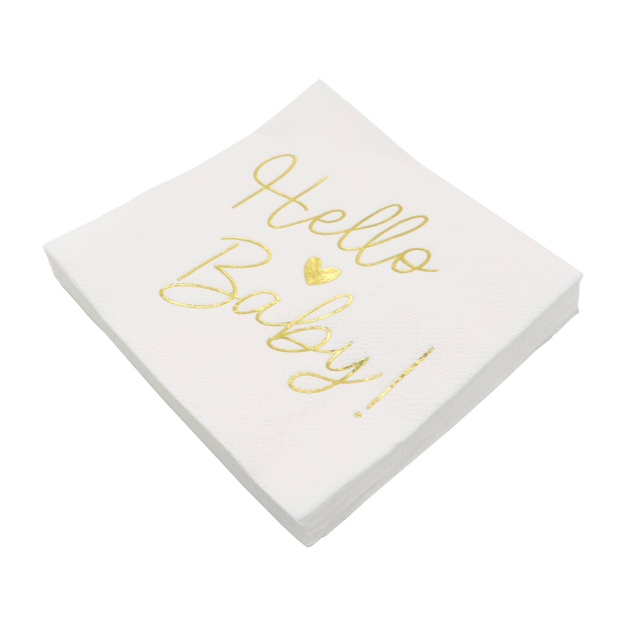 24 Packs: 20 ct. (480 total) Gold Hello Baby Beverage Napkins by Celebrate It™